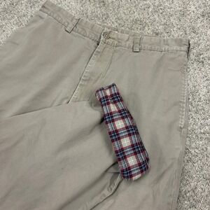 J.Crew Chino Pants Flannel Lined 33x32 (33X31) Tan Plaid Lining Straight Leg
